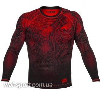 Компресійна футболка Venum Fusion Compression T-shirt Black Red Long Sleeves