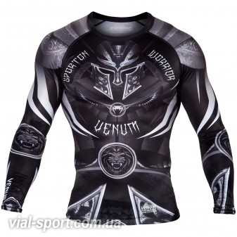 Рашгард Venum Gladiator 3.0 Rashguard Black White Long Sleeves