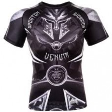 Рашгард Venum Gladiator 3.0 Rashguard Black White Short Sleeves