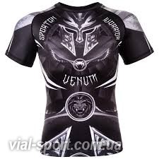 Рашгард Venum Gladiator 3.0 Rashguard Black White Short Sleeves