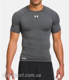 Компресійна футболка Under Armour heatgear sonic gray black logo