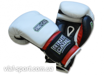 Боксерські рукавички RING TO CAGE Deluxe MiM-Foam Sparring Gloves Safety Strap white black red