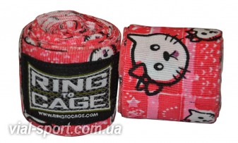 Бінти мексиканські RING TO CAGE Handwraps Mexican Style Stretchable - PATTERNED 180" 457см Рожеве Кошеня