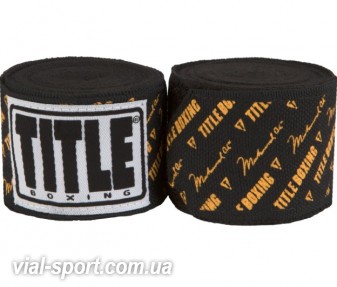 Бинти TITLE Muhammad Ali Aunthentic Stretch Hand Wraps 4.6 м Чорний / Золотий