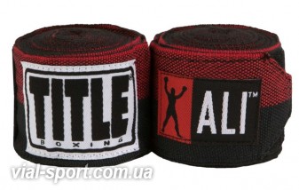 Бинти TITLE Muhammad Ali Semi-Stretch Hand Wraps 4,6 м червоно чорні