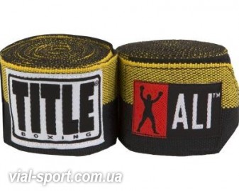 Бинти TITLE Muhammad Ali Semi-Stretch Hand Wraps 2 x 180 дюйма ( 460 см) чорний / жовтий