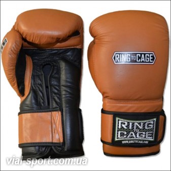 Боксерські рукавички RING TO CAGE Deluxe MiM-Foam Sparring Gloves-Safety Strap Коричневий Чорний