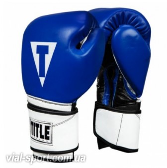 Боксерські рукавички title Premium Leather Performance Training Gloves Blue