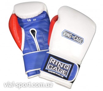 Боксерські рукавички тренувальні RING TO CAGE ELITE In-Stock CUSTOM Japanese Style Velcro білий/синій/червоний