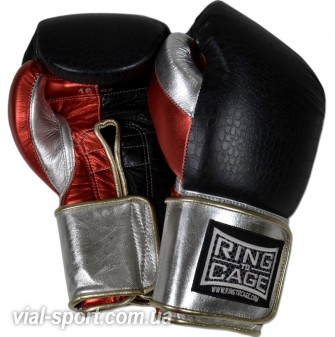 Боксерські рукавички тренувальні RING TO CAGE ELITE In-Stock CUSTOM Japanese Style Velcro чорний/червоний