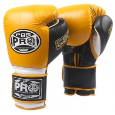 Боксерські професійні рукавички PRO BOXING PRO SERIES GEL VELCRO GLOVES Жовтий / Чорний / білий