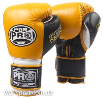 Боксерські професійні рукавички PRO BOXING PRO SERIES GEL VELCRO GLOVES Жовтий / Чорний / білий