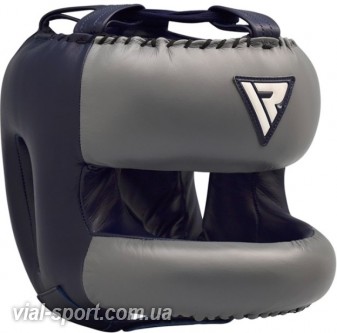 Боксерський шолом з бампером RDX Leather Pro blue