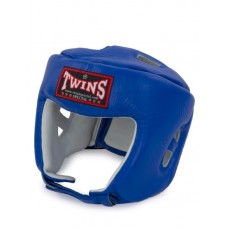 Боксерський шолом Twins Head Gear Premium Leather Padded Top Синій