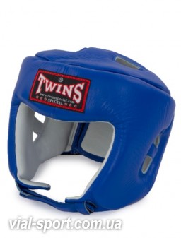 Боксерський шолом Twins Head Gear Premium Leather Padded Top Синій