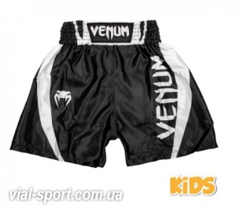 Дитячі шорти для боксу Venum Elite Boxing Shorts Black White