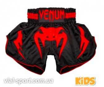 Дитячі шорти для для тайського боксу Venum Elite Muay Thai Shorts Black Red