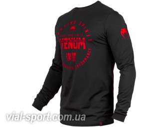 Футболка з довгим рукавом VENUM Signature T-shirt чорний / червоний