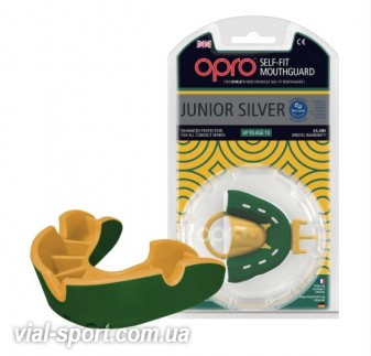 Капа OPRO Junior Silver Green / Gold (art.002190003) дитяча