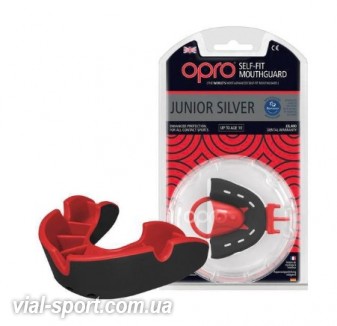 Капа Підліткова OPRO Silver Junior чорний / червоний