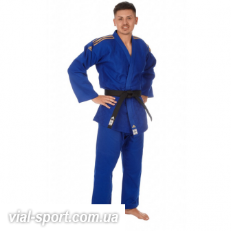 Кімоно для дзюдо Adidas Champion / / з ліцензією IJF (Синій / золоті смуги, J-IJFB-SMU)