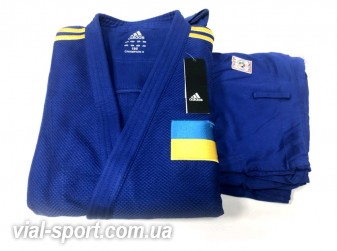 Кімоно для дзюдо Adidas Champion / / з ліцензією IJF (синій / жовті смуги, J-IJFB-SMU)