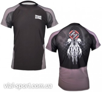 Компресійна футболка RING TO CAGE Elite Air-Vent Sublimation Short Sleeve Rash чорний / сірий