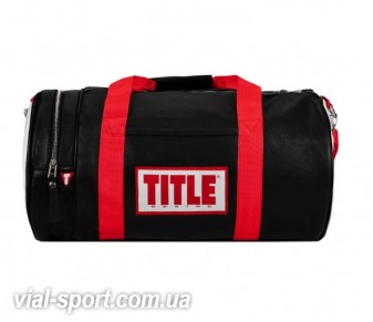Шкіряна спортивна сумка TITLE Boxing Vintage Leather Gear Bag чорна / біла / червона