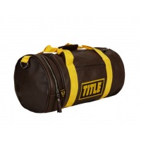 Шкіряна спортивна сумка TITLE Boxing Vintage Leather Gear Bag чорний / жовтий TBAG17