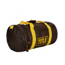 Шкіряна спортивна сумка TITLE Boxing Vintage Leather Gear Bag чорний / жовтий TBAG17