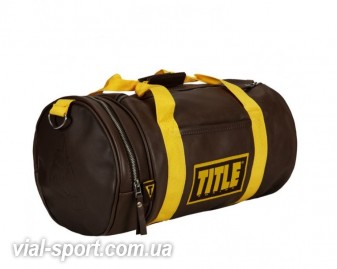Шкіряна спортивна сумка TITLE Boxing Vintage Leather Gear Bag чорний / жовтий TBAG17