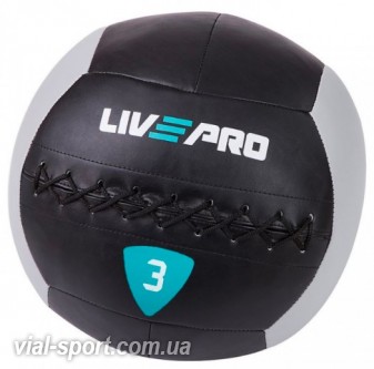 М'яч для кроссфіта LivePro WALL BALL чорний / сірий