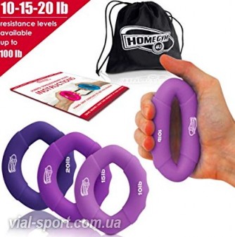 Набір овальних еспандерів для пензля HOMEGYM Hand Strengthener OVAL ліловий, фіолетовий, темно-фіолетовий