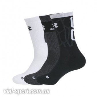 Шкарпетки Under Armour Men's Phenom SC30 2.0 Crew-BLK / WHT / AST чорний чоловік 1315576-001