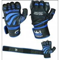 Шкіряні рукавички для фітнесу GRIP POWER PADS Premium Leather Gym Gloves з манжетами