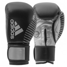 Рукавички Adidas з ліцензією Wako для боксу та кікбоксингу (чорний/срібло adiKBWKF200)