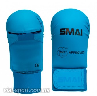 Рукавички для карате SMAI без захисту пальця. Колір Синій. Схвалено WKF