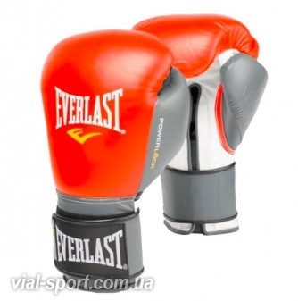 Рукавички тренувальні Everlast Powerlock Hook &amp; Loop Training Gloves Leather grey / red