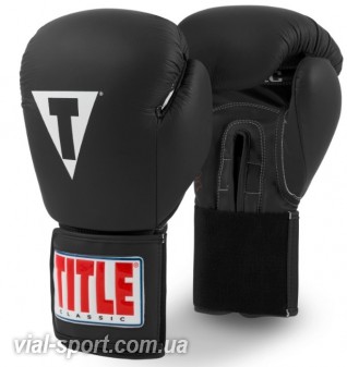 Рукавички тренувальні TITLE Classic Originals Leather Elastic Training Gloves чорні