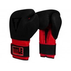 Боксерські рукавички TITLE Leather Solar Training Gloves Black Red