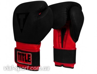 Боксерські рукавички TITLE Leather Solar Training Gloves Black Red