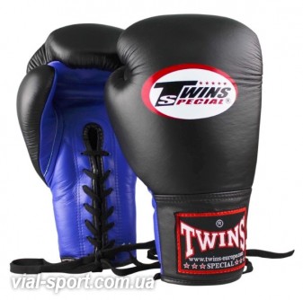 Рукавички Twins Pro Lace Up Boxing Gloves black / blue