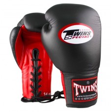 Рукавички Twins Pro Lace Up Boxing Gloves black / red