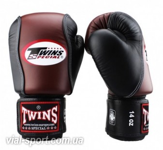 Рукавички Twins Special Muay Thai Boxing Gloves BGVL-7 (тренувальні) чорно-коричневий