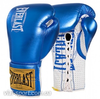 Професійні рукавички EVERLAST 1910 Pro Fight Metallic блакитний