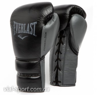 Професійні рукавички EVERLAST Powerlock-2 Pro Fight Gloves чорний/сірий