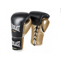 Професійні рукавички EVERLAST Powerlock Pro Fight Boxing Gloves чорний / золотий