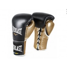 Професійні рукавички EVERLAST Powerlock Pro Fight Boxing Gloves чорний / золотий