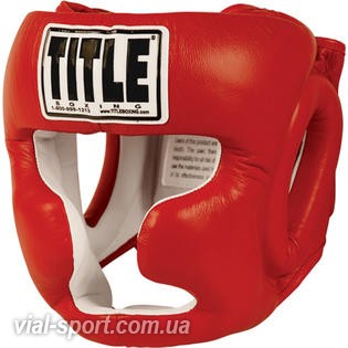 Боксерський закритий захисний шолом TITLE Boxing Full Face Training Headgear red