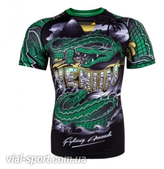 Рашгард Venum Crocodile Rashguard Short Sleeves Black Green